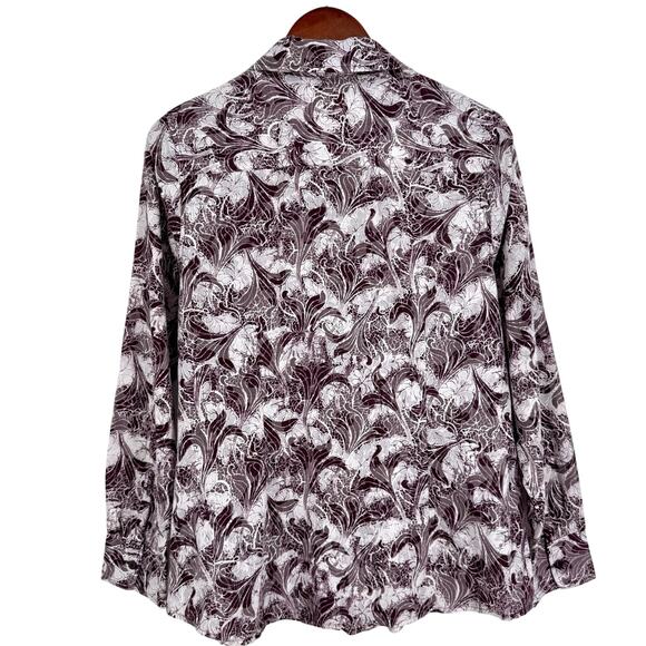 Coldwater Creek Sz Large 14-16 Long Sleeve Purple Blouse Shirt Top Mature Fall - Picture 8 of 8